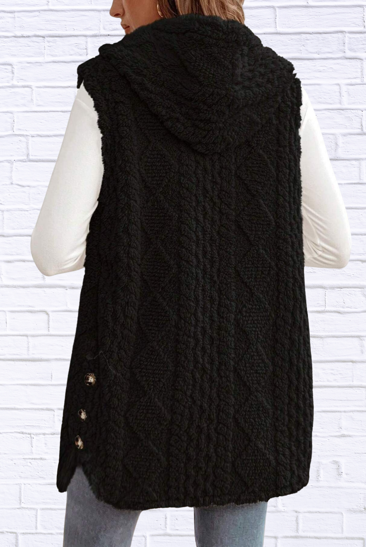 Cozy Sherpa Fleece Hooded Vest Coat