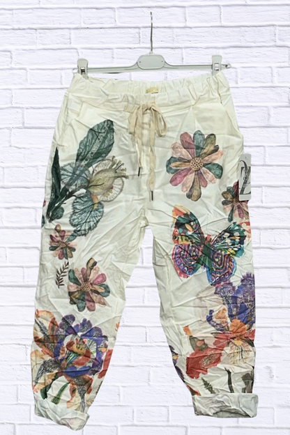 Artistic Floral Print Jogger Pants | Boutique Women's Trousers