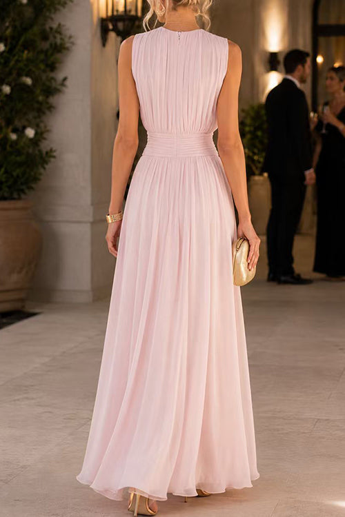 Crewneck Sleeveless High Waist Maxi Dress