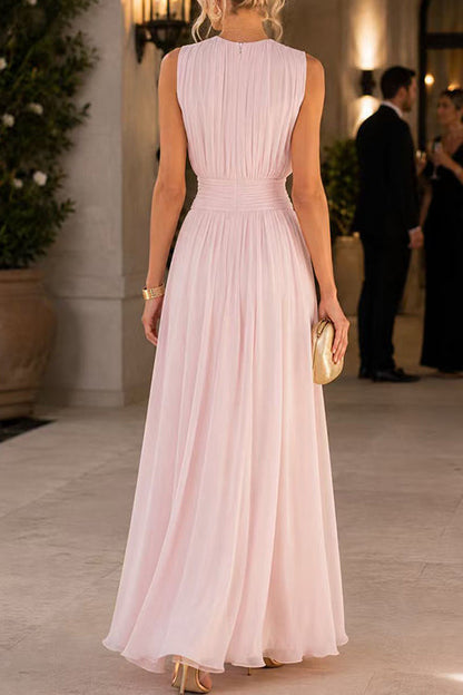 Crewneck Sleeveless High Waist Maxi Dress