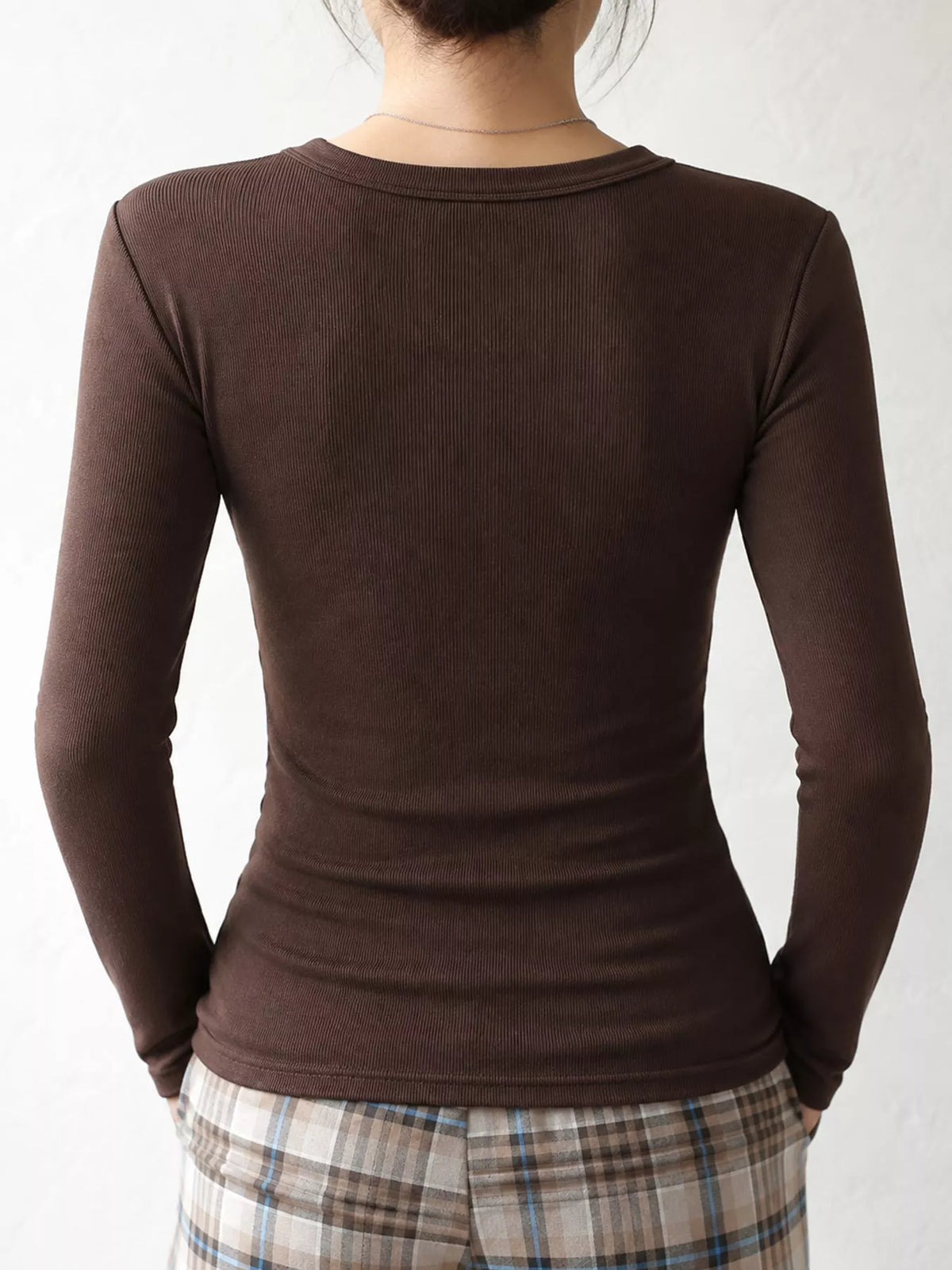 Minimalist Slim-Fit Long Sleeve Crew Neck T-Shirt