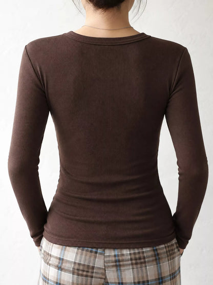 Minimalist Slim-Fit Long Sleeve Crew Neck T-Shirt