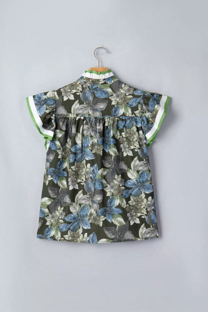 Ruffled Short Sleeve Floral Summer Blouse