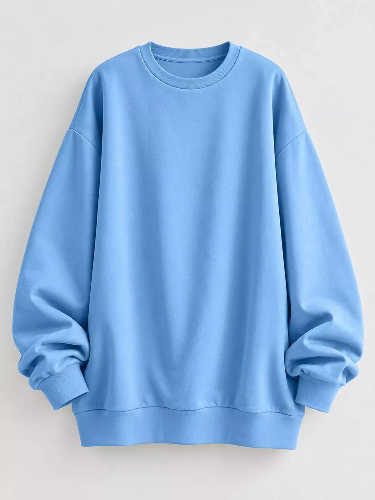 Full Size Solid Color Crew Neck Sweatshirt Plus Size