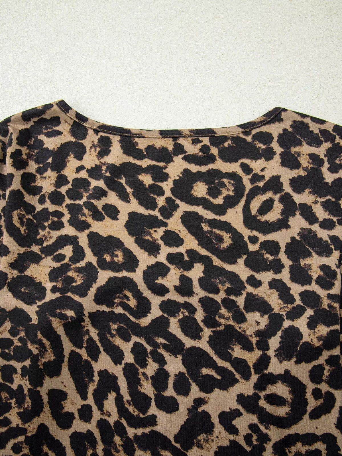 Leopard Print Square Neck Long Sleeve Top