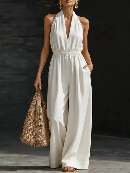 Full Size Halter Neck Wide-Leg Jumpsuit Plus Size