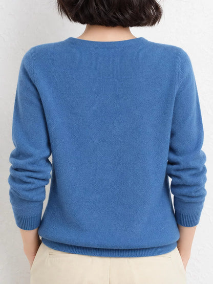Elegant V-Neck Long Sleeve Soft Knit Top