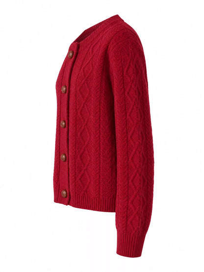Cable-Knit Button-Down Cardigan