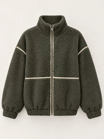 Stand Collar Cozy Sherpa Fleece Zip-Up Jacket