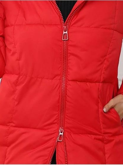 Full Size Zip Up Hooded Longline Puffer Outerwear Plus Size