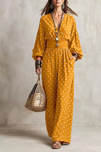 Polka Dot Wide-Leg Jumpsuit