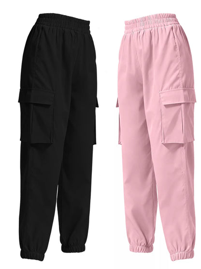 2 Piece Elastic Waist Cargo Pants