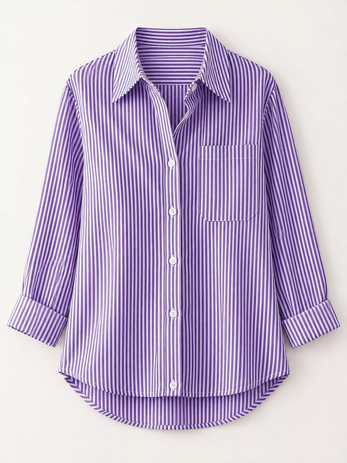 Full Size Striped Button-Down Long Sleeve Shirt Plus Size
