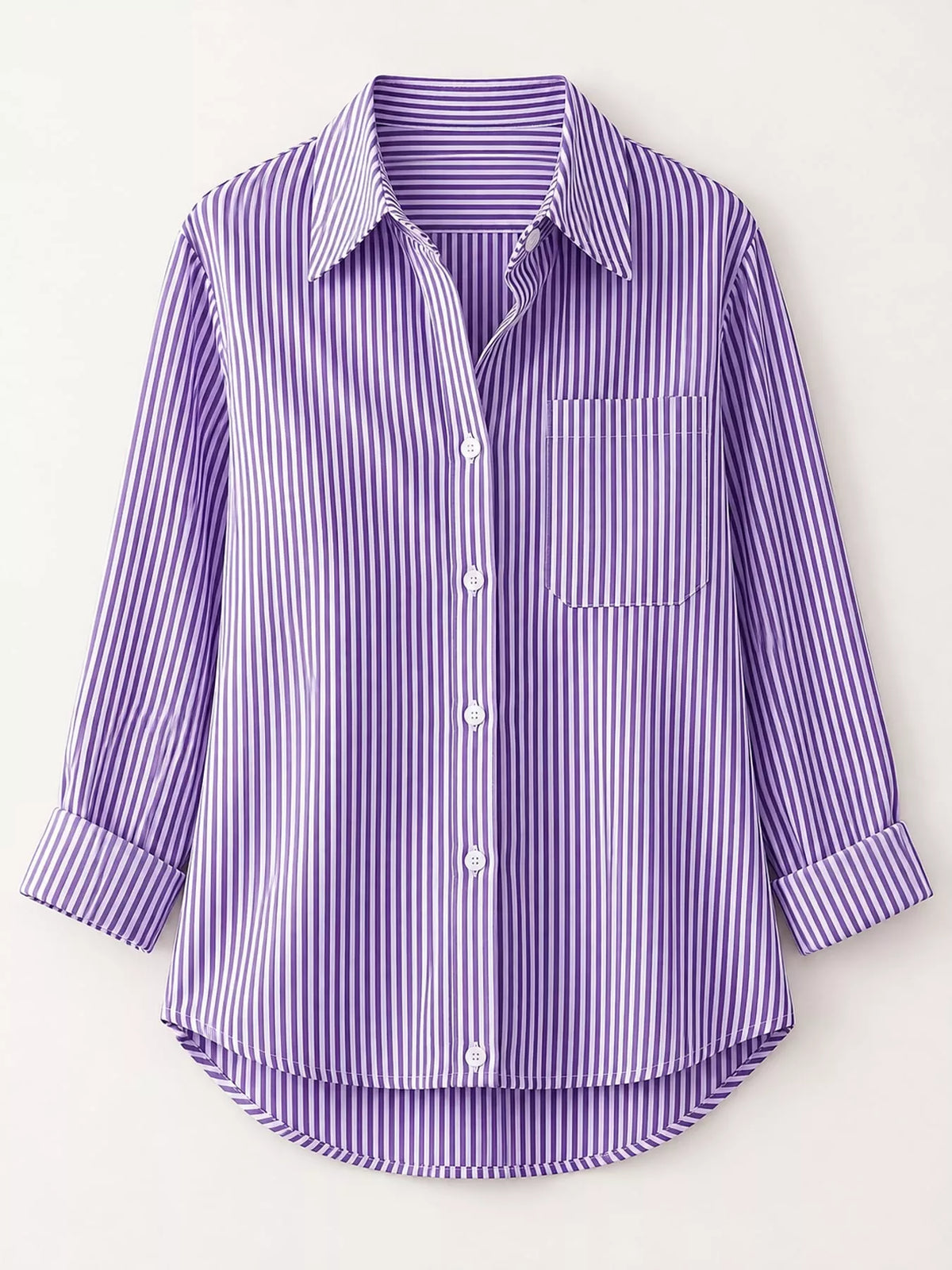Full Size Striped Button-Down Long Sleeve Shirt Plus Size