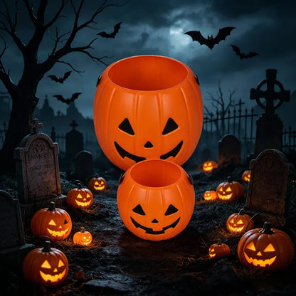 Halloween Decorative Pumpkin Bucket with Handle Set
