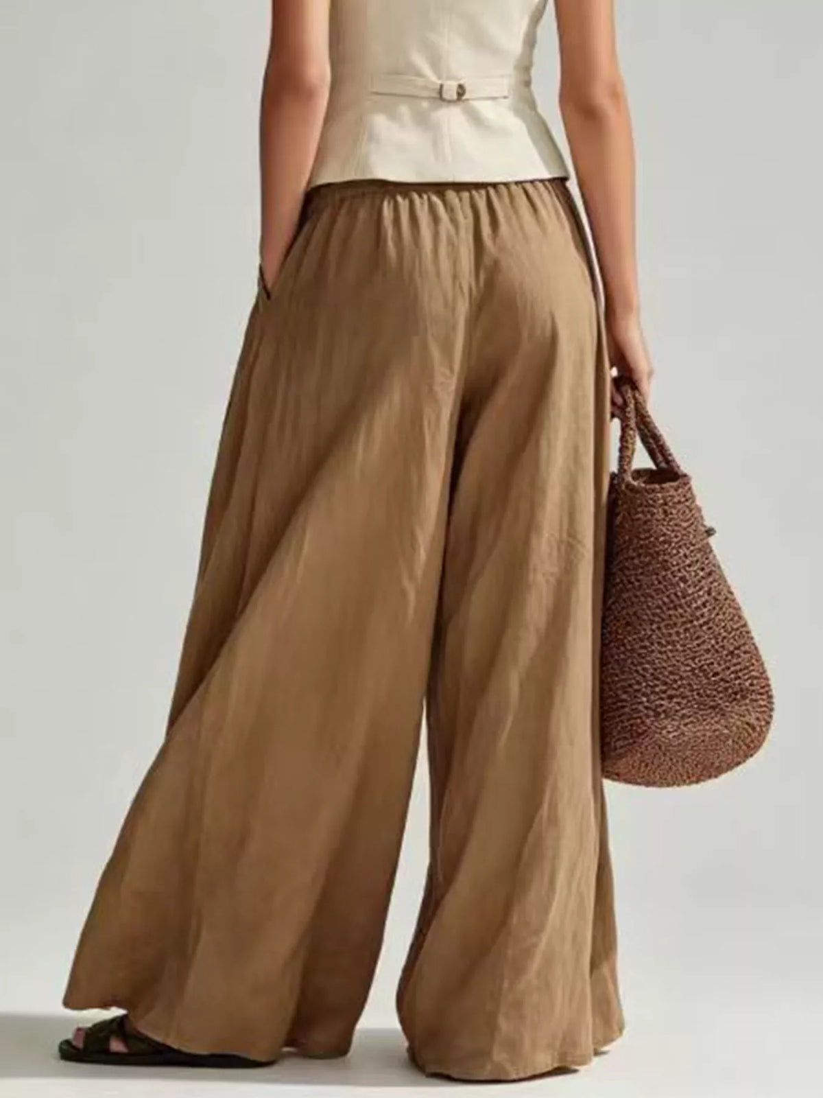 High-Waisted Pleated Wide-Leg Pants