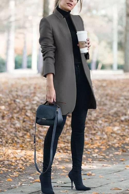 Clidress Stand Collar Barret Long Coat