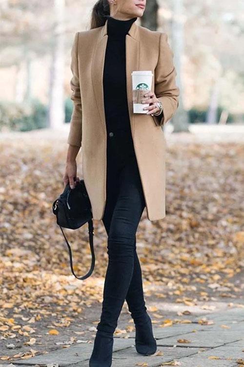 Clidress Stand Collar Barret Long Coat
