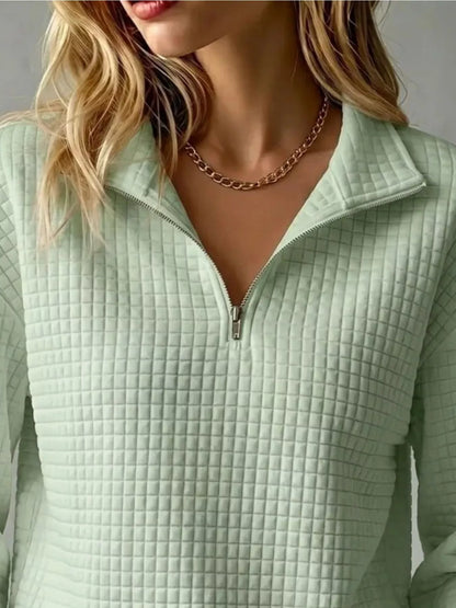 Waffle Knit Quarter-Zip Sweatshirt