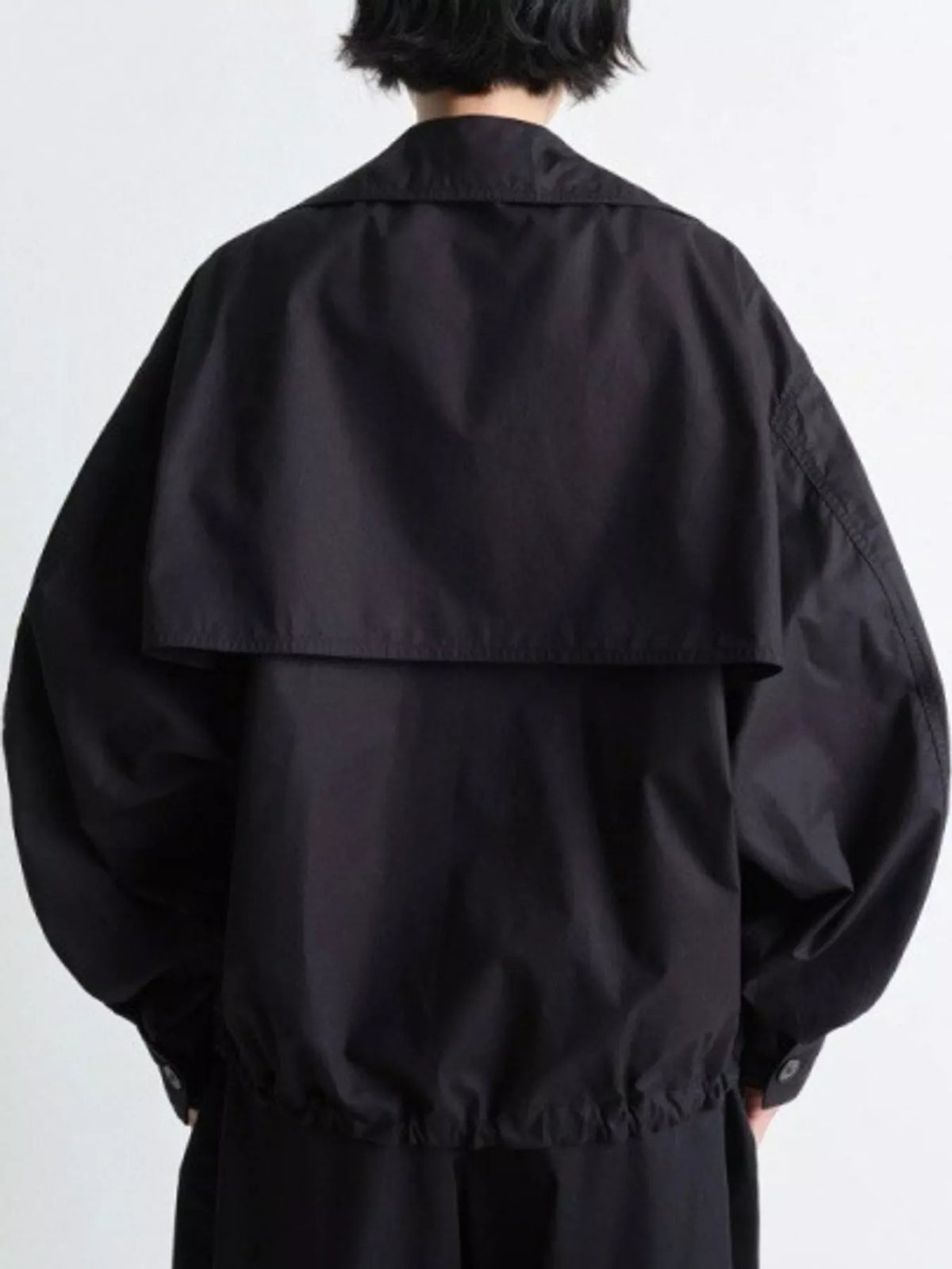 Double-Breasted Utility Jacket with Drawstring Hem