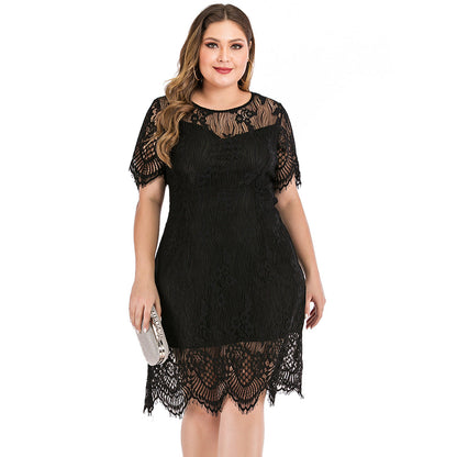 Plus Size Ladies Lace Dress Black