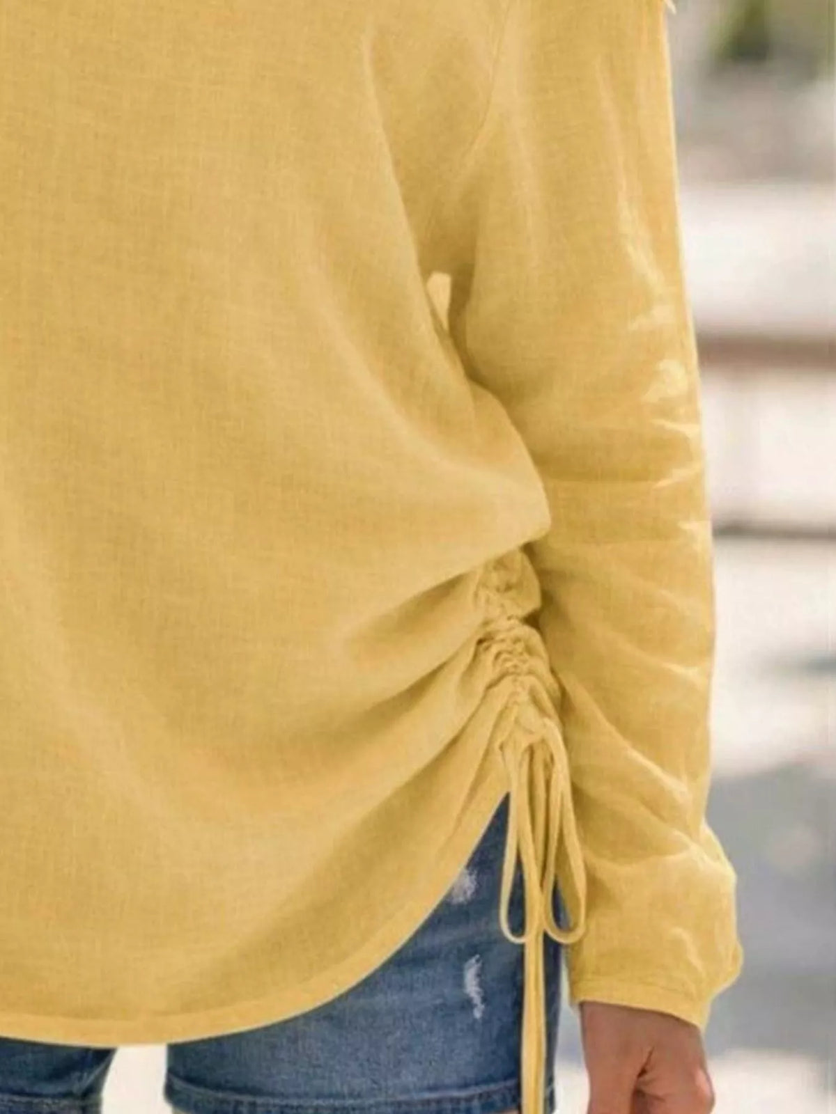 Lace Trim One Shoulder Ruched Top