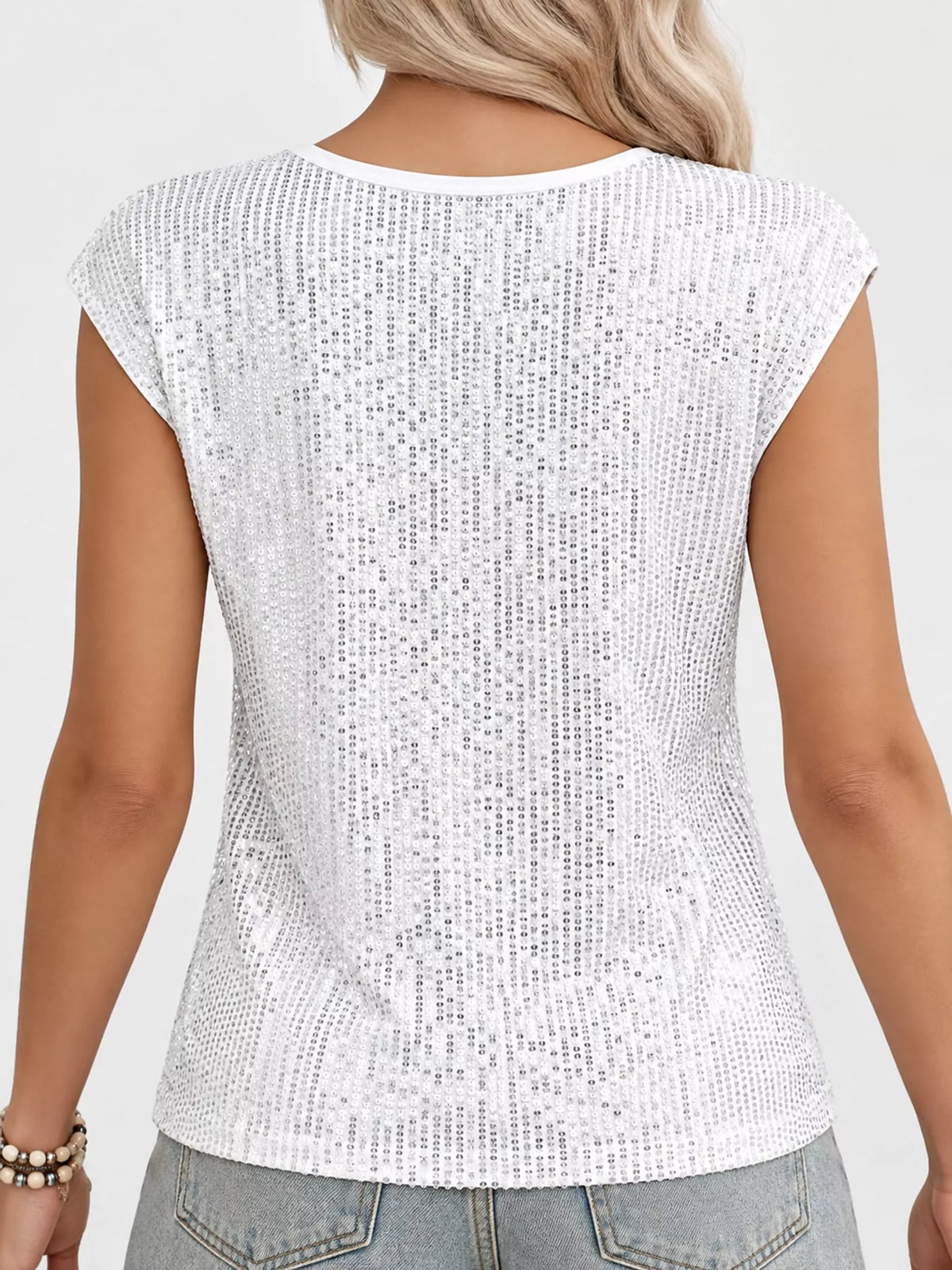 Sequin Round Neck Tank