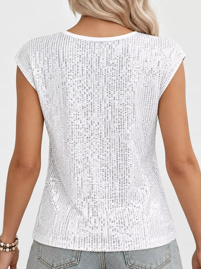 Sequin Round Neck Tank