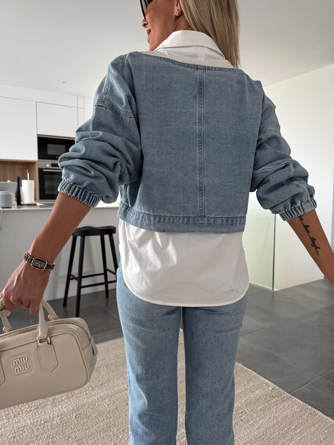 Blue denim sweatshirt