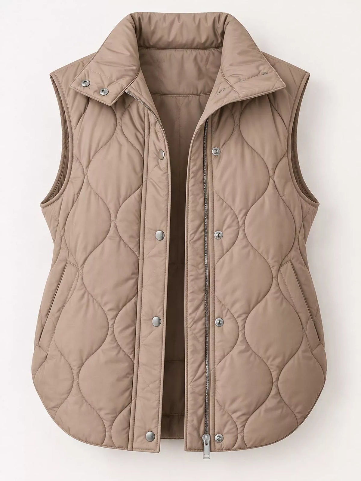 Quilted Snap Button Vest Coat