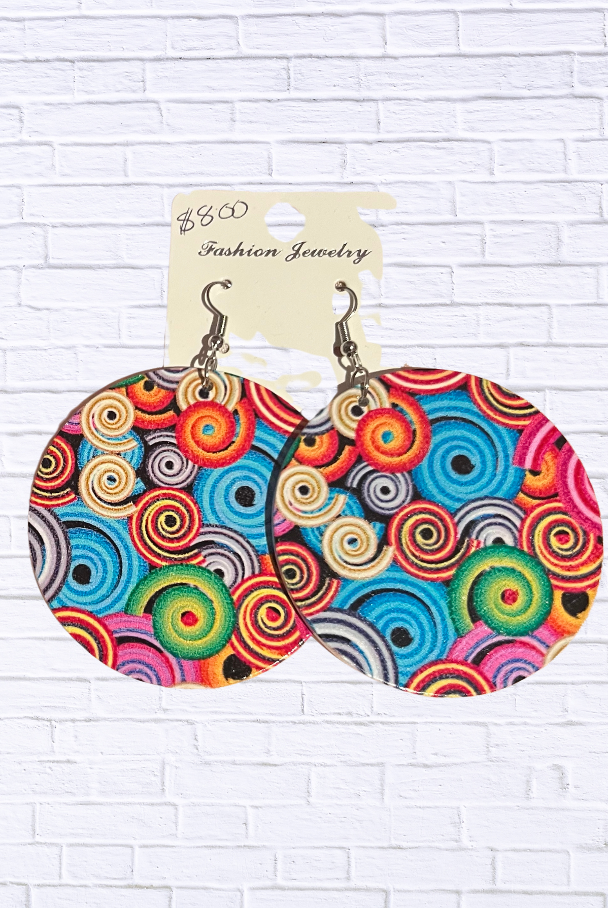 Vibrant Abstract Round Dangle Earrings Multi color