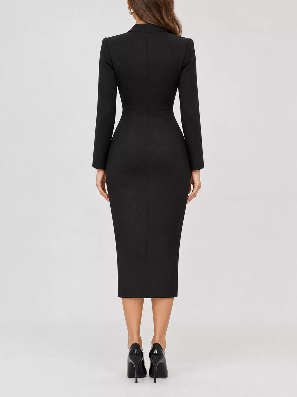 Full Size Elegant Single-Breasted Blazer Midi Dress Plus Size
