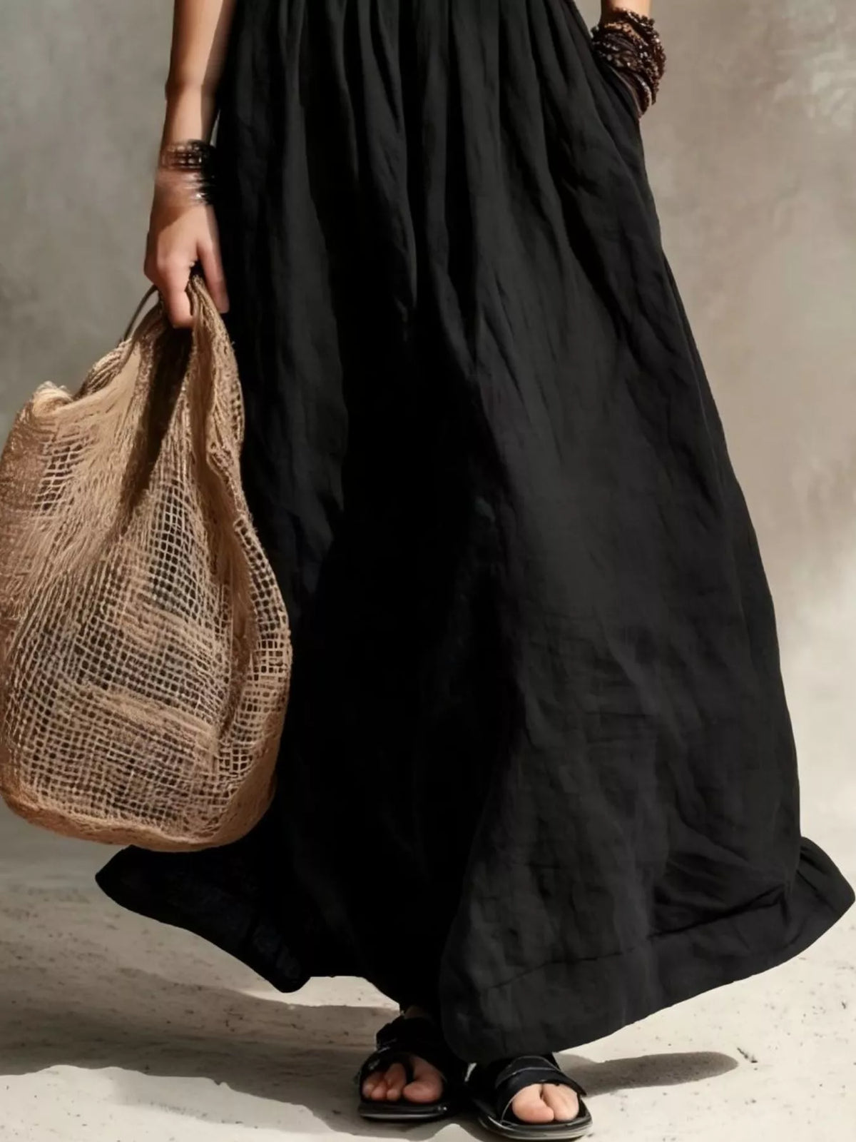 Full Size Round Neck Sleeveless Maxi Dress Plus Size