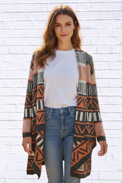 Printed Shawl Cardigan with Fringed Hem – Cozy, Stylish, and Perfect for Layering!