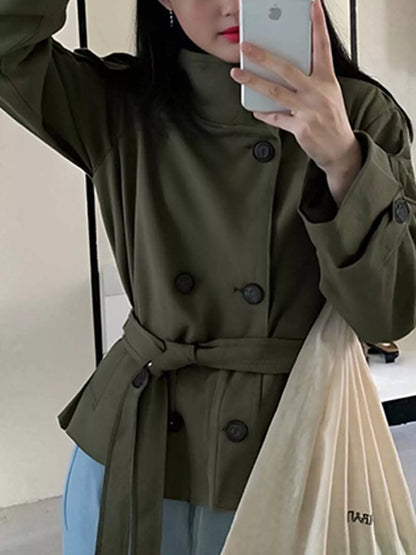 Full Size Double-Breasted Belted Trench Outerwear Plus Size