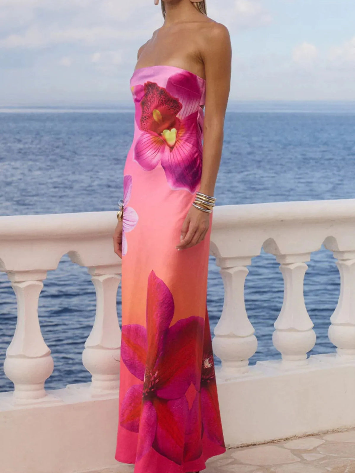 Printed Tube Maxi Dress