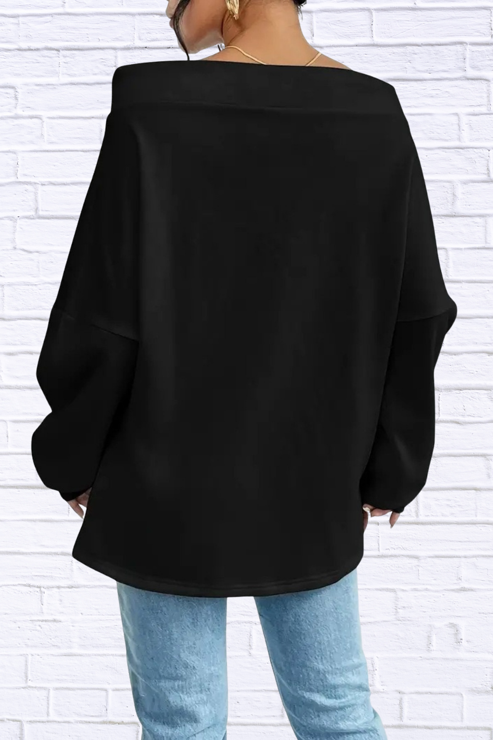 Off-Shoulder Drawstring Sweatshirt
