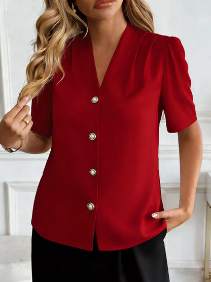 V-Neck Button-Down Shirt