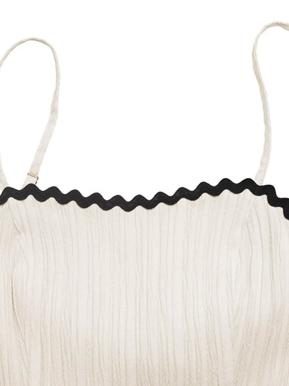 Contrast Trim Tiered Cami Dress