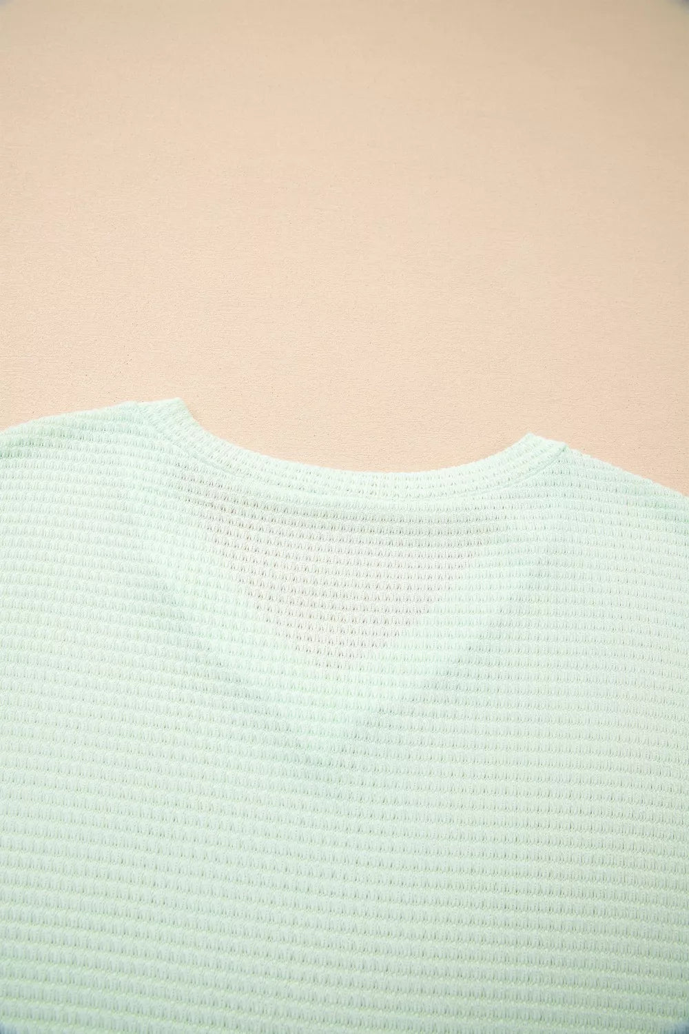 V Neck Short Sleeve Plus Size Waffle Knit Top