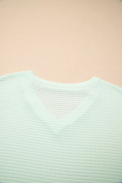 V Neck Short Sleeve Plus Size Waffle Knit Top