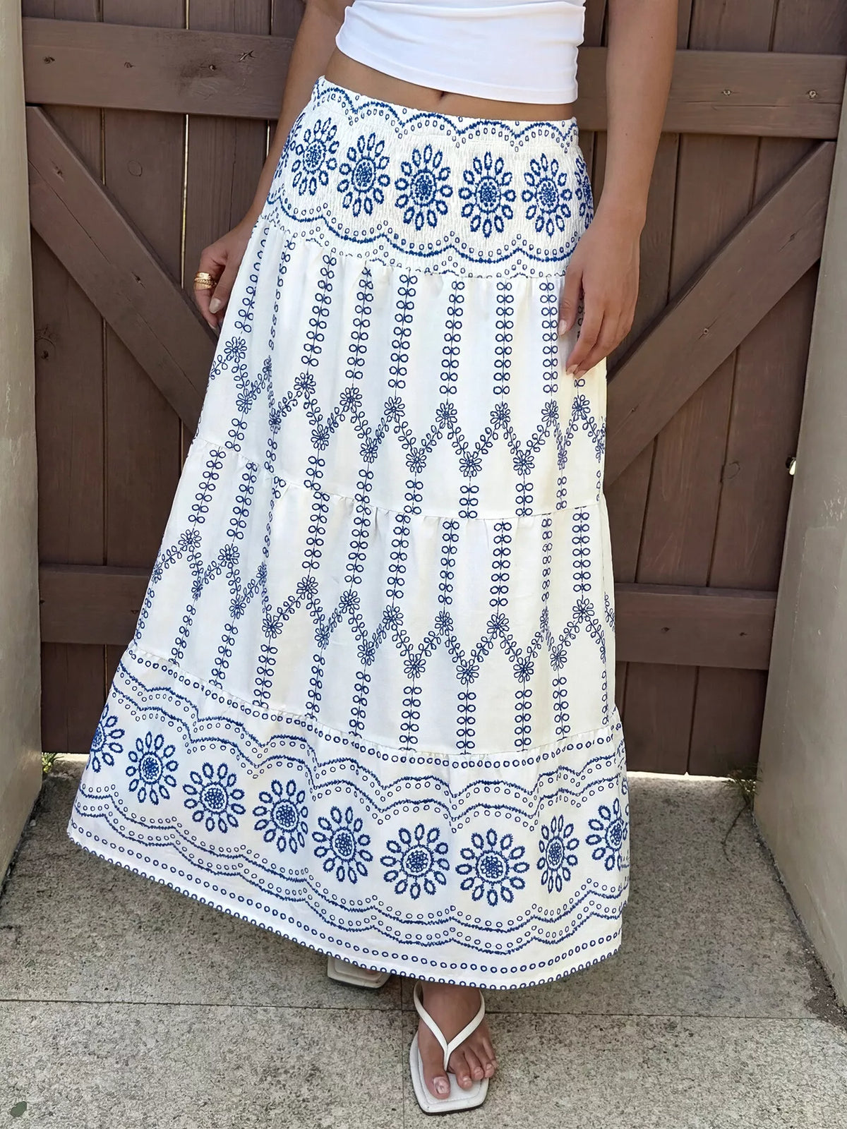 Printed Tiered Maxi Skirt