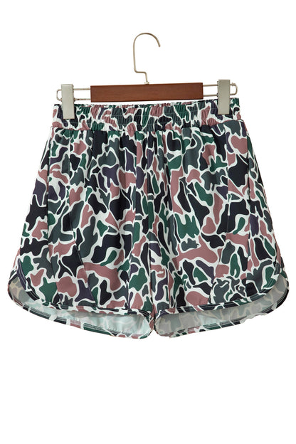 Multicolour Camouflage Print Athletic Lined Shorts