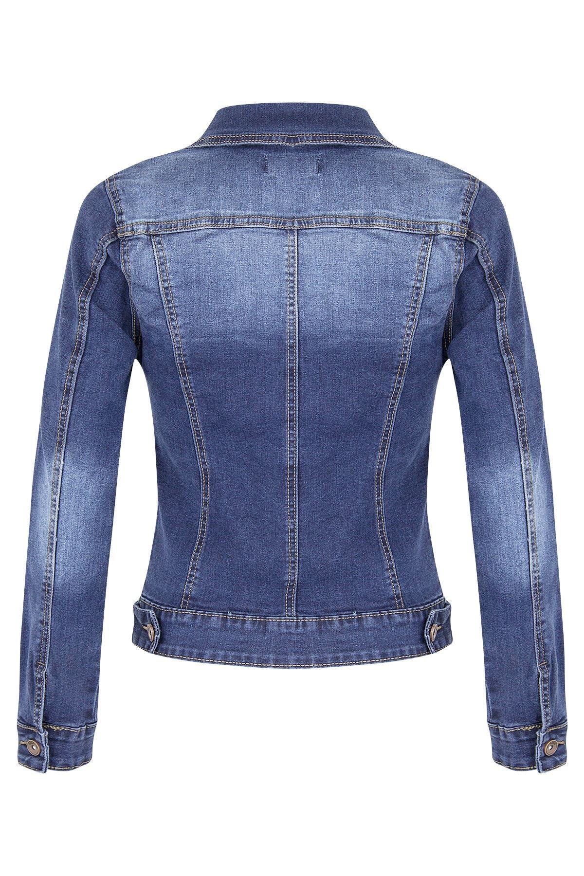 Short Biker Stretch Denim Jacket Light Blue