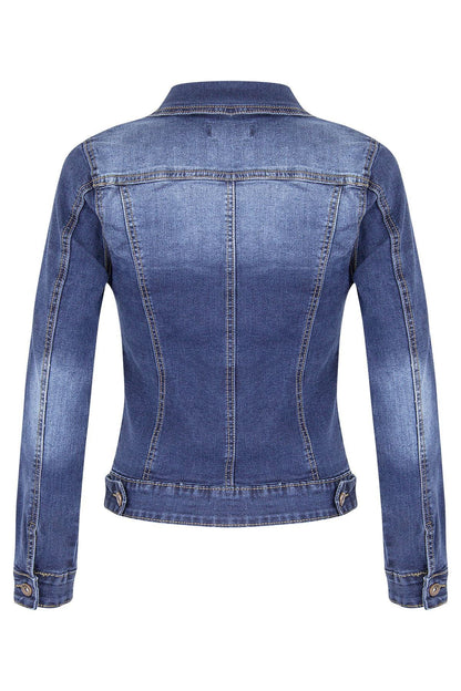 Short Biker Stretch Denim Jacket Light Blue