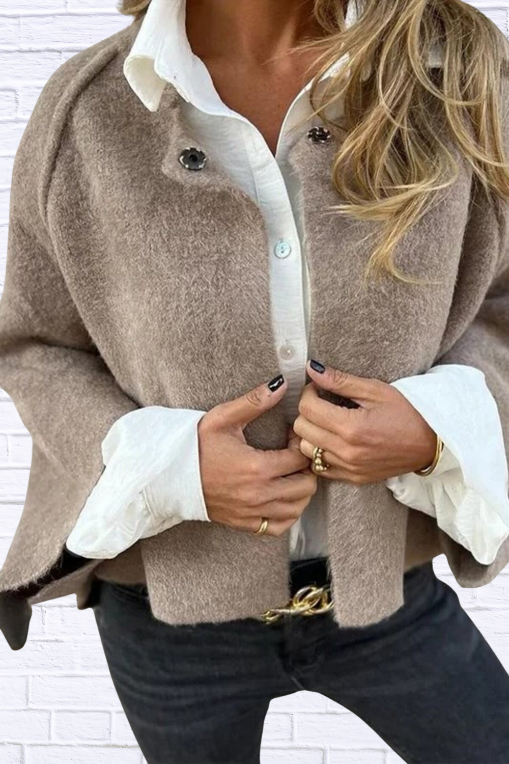 Full Size Solid Color Long Sleeve Outerwear Plus Size