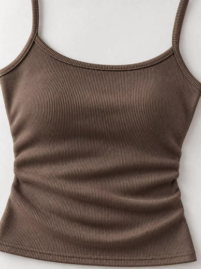 Slim-Fit Ribbed Square Neck Cami Top