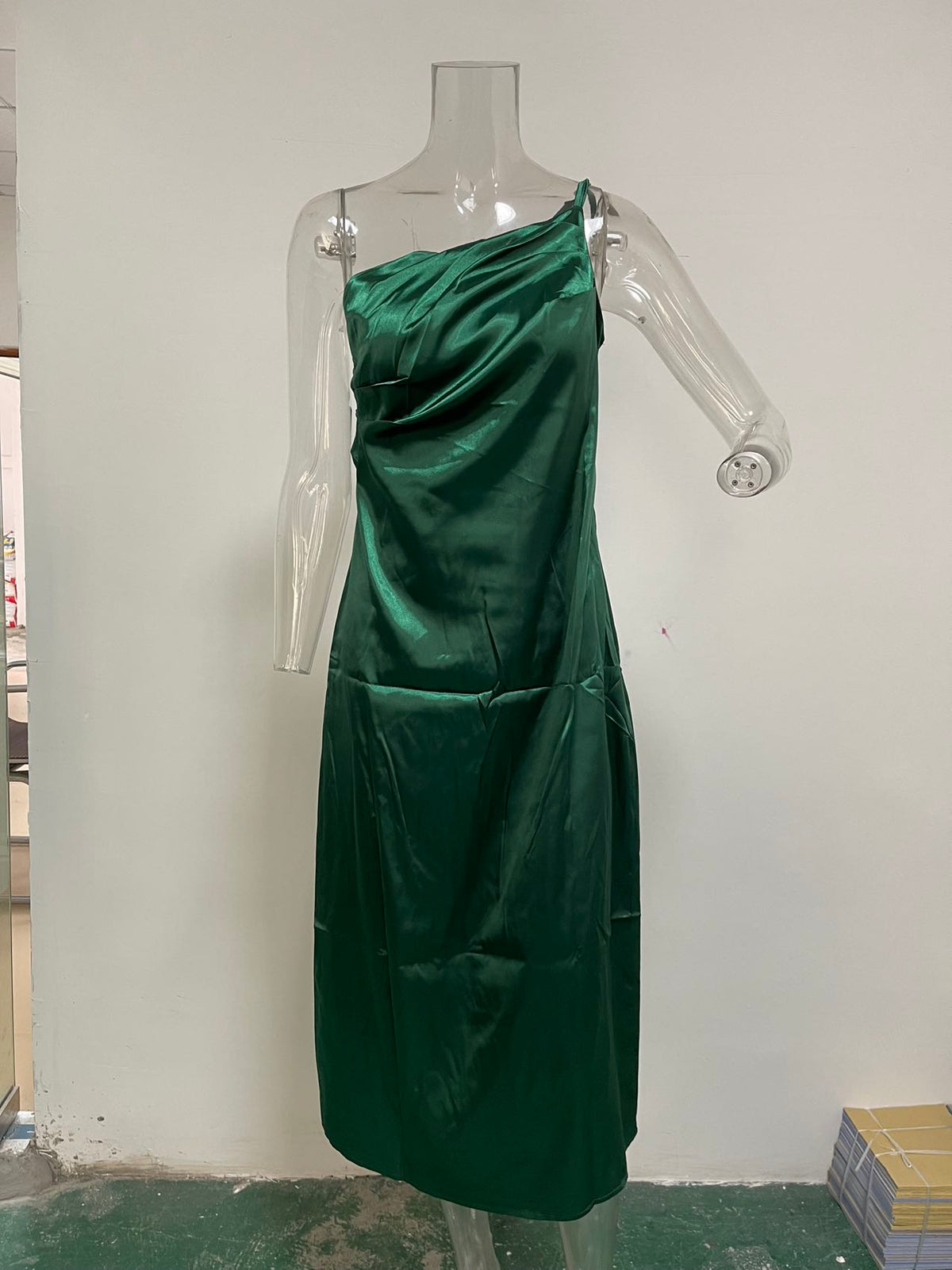 Slim Fit Mid-Length Dress Green