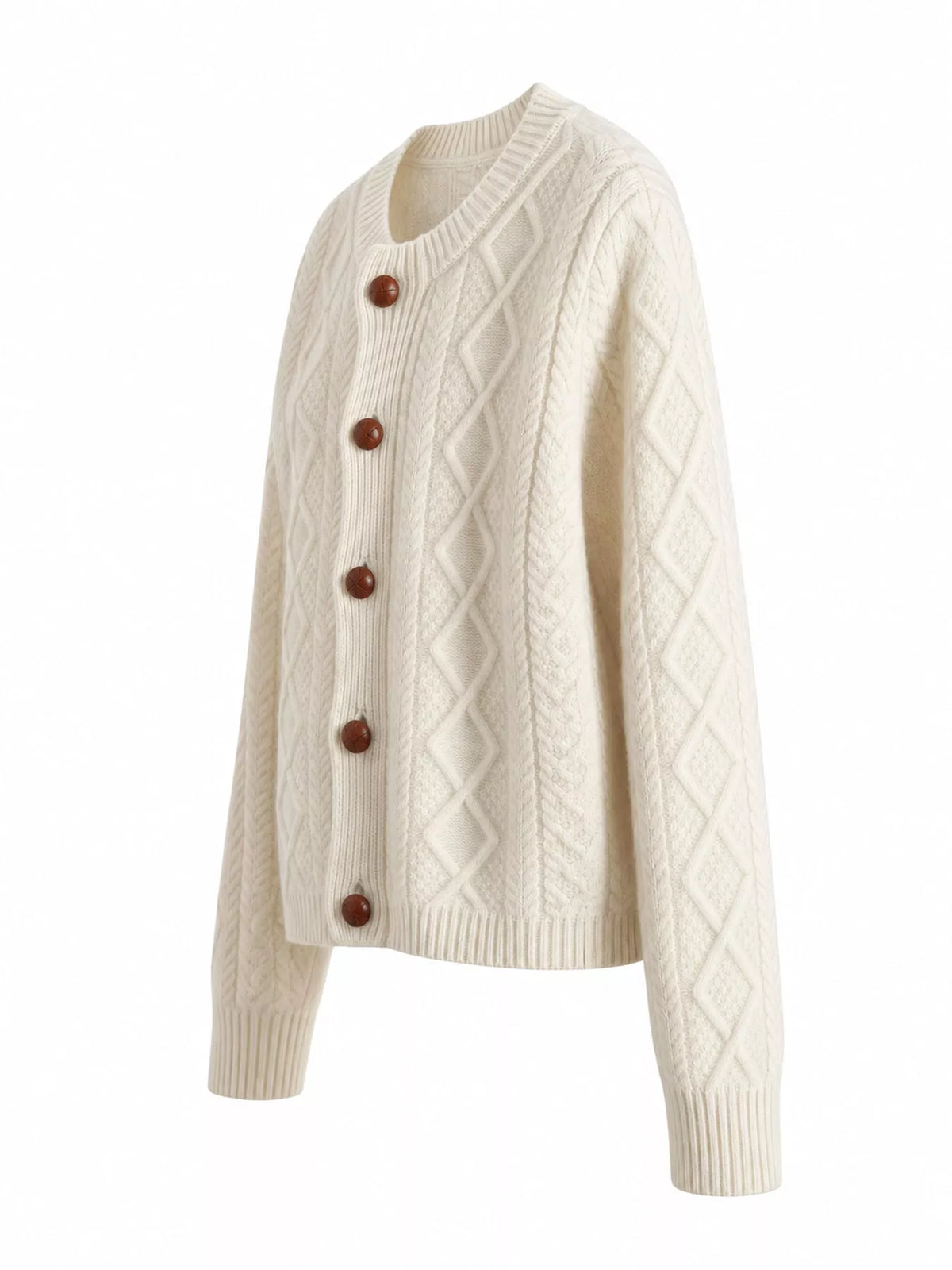 Cable-Knit Button-Down Cardigan