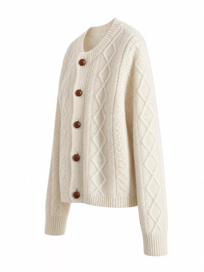 Cable-Knit Button-Down Cardigan
